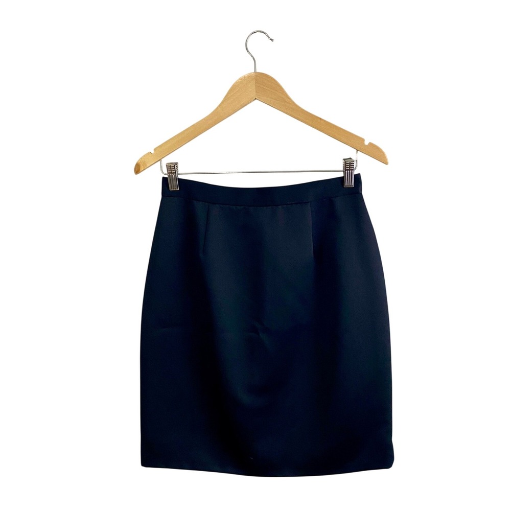 NWT Vintage Oleg Cassini Black Tie Silk Satin Pencil Skirt Neiman Marcus 10P